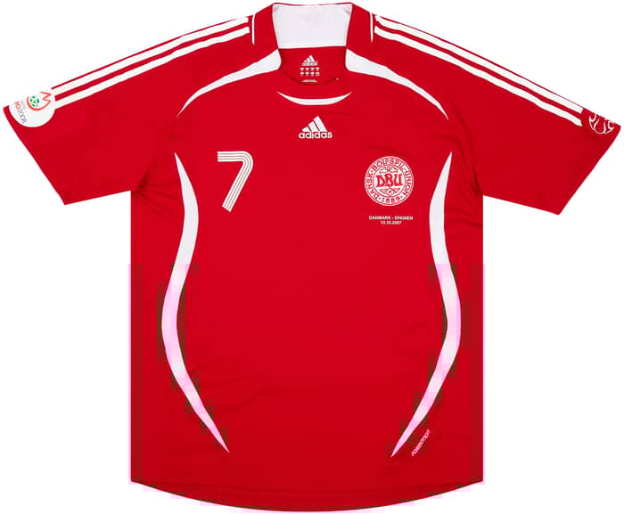 2007 Denmark Match Issue Home Shirt #7 (Jensen) v Spain