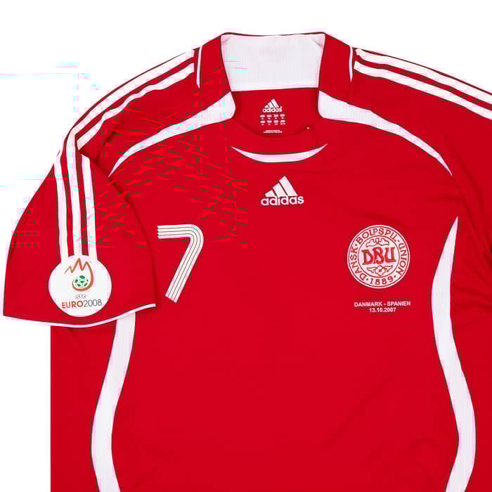 2007 Denmark Match Issue Home Shirt #7 (Jensen) v Spain