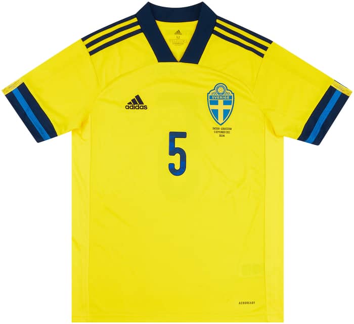 2021 Sweden Match Worn Home Shirt Olsson #5 (v Uzbekistan)
