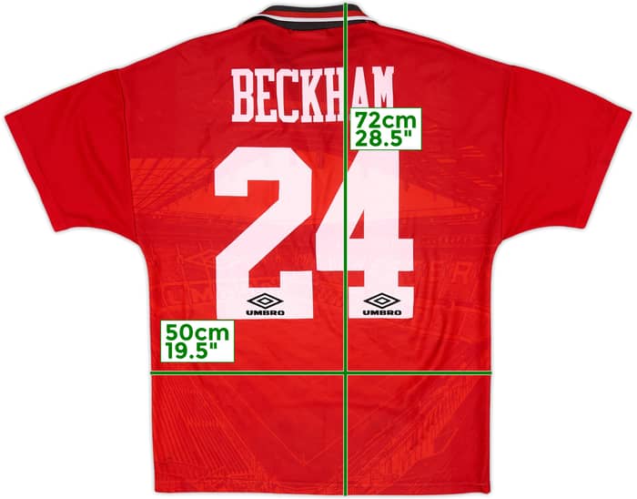 1994-96 Manchester United Home Shirt Beckham #24 - 8/10 - (M)