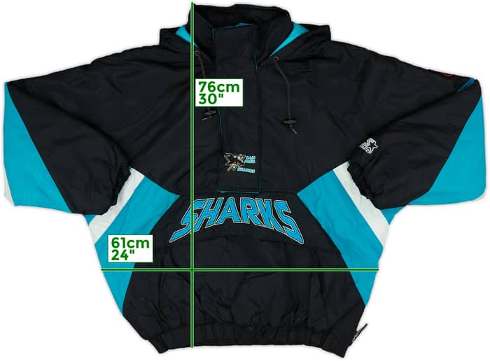 1990s San Jose Sharks Starter Half-Zip Rain Coat - 8/10 - (L)