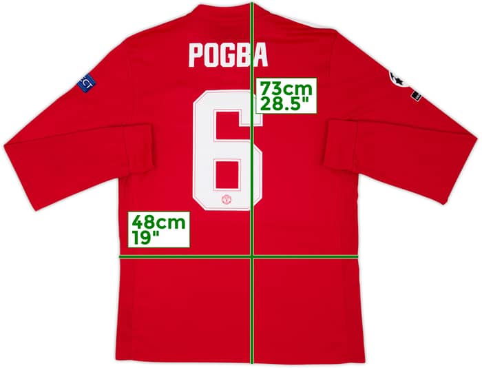 2017-18 Manchester United Home L/S Shirt Pogba #6 - 10/10 - (M)