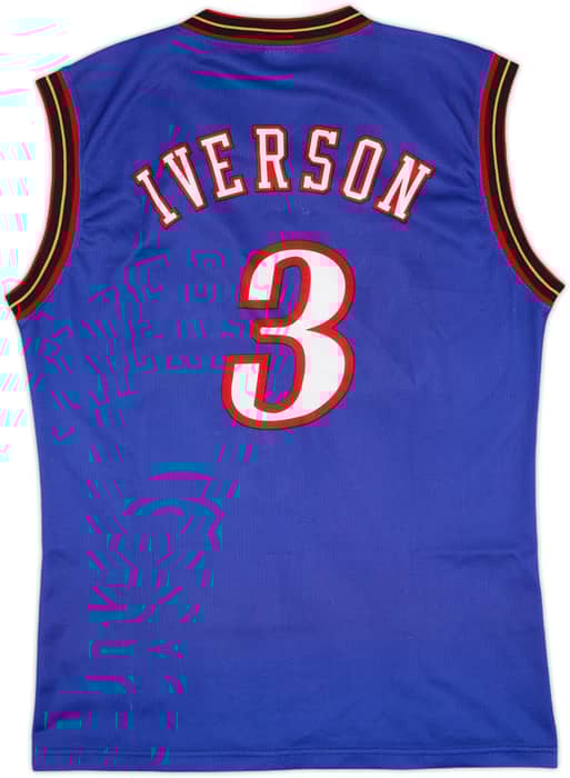 1999-00 Philadelphia 76ers Iverson #3 Champion Alternate Jersey - 8/10 - (M)