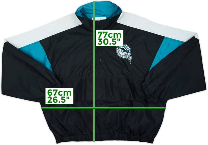 1993-99 Florida Marlins Template 1/2 Zip Rain Jacket - 7/10 - (XL)