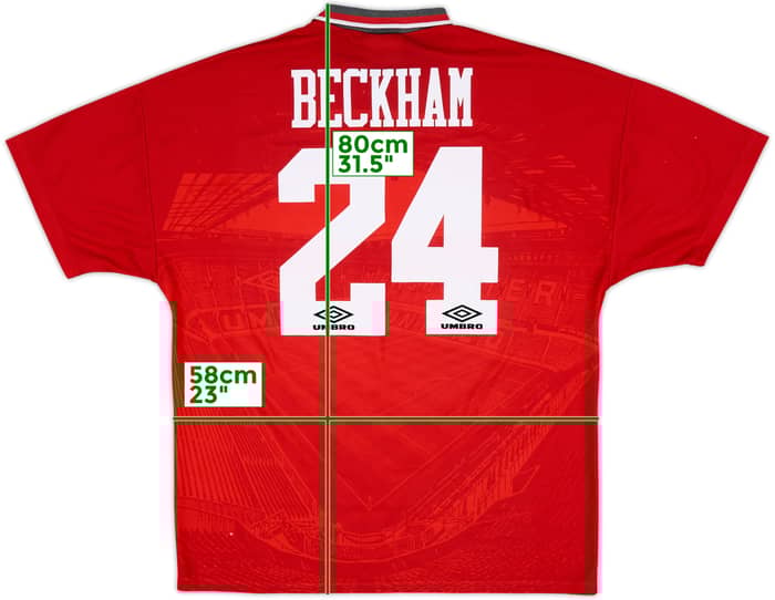 1994-96 Manchester United Home Shirt Beckham #24 - 9/10 - (XL)