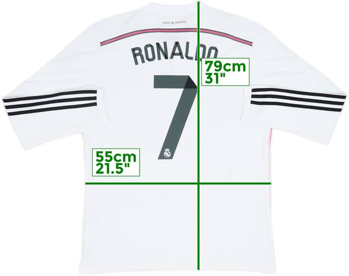 2014-15 Real Madrid Home L/S Shirt Ronaldo #7 - 6/10 - (XL)