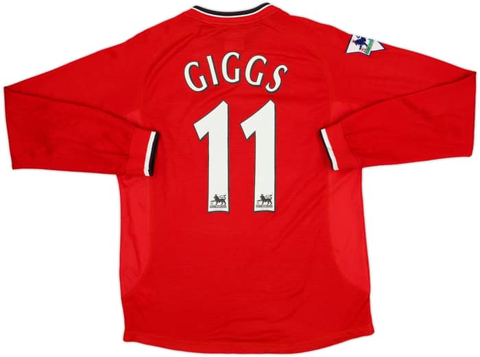2000-02 Manchester United Home L/S Shirt Giggs #11 - 8/10 - (Y)
