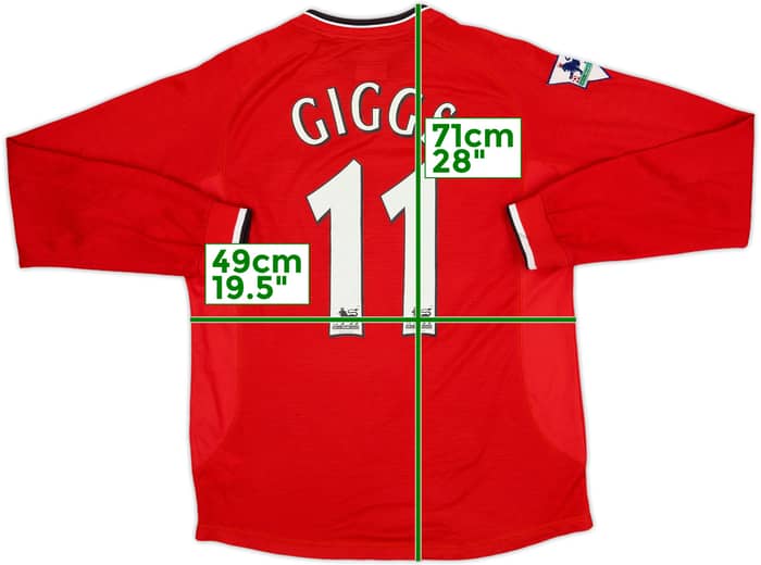 2000-02 Manchester United Home L/S Shirt Giggs #11 - 8/10 - (Y)