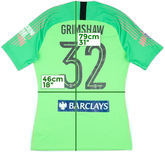 2018-19 Manchester City Match Issue GK Away S/S Shirt Grimshaw #32