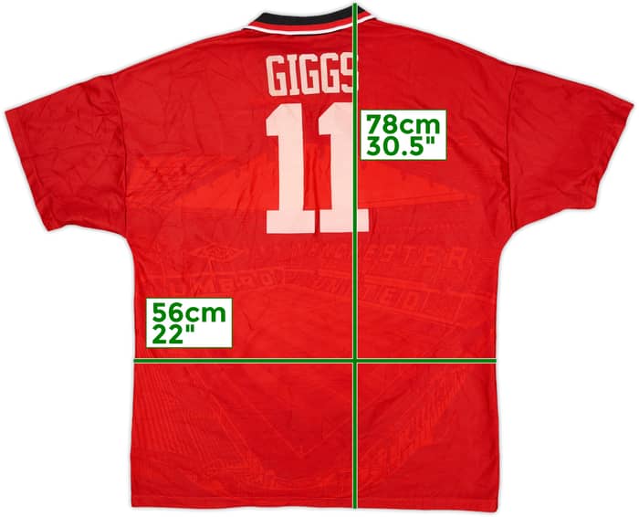 1994-96 Manchester United Home Shirt Giggs #11 - 7/10 - (L)