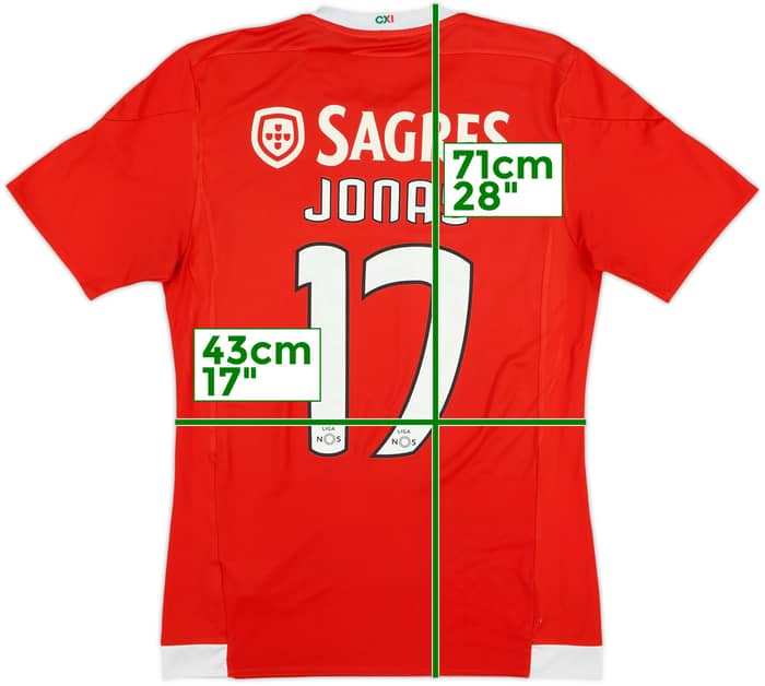 2015-16 Benfica Home Shirt Jonas #17 - 7/10 - (M)