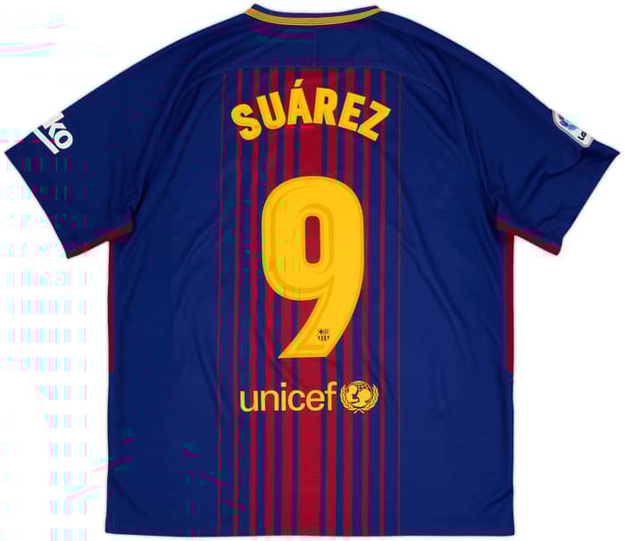 2017-18 Barcelona Home Shirt Suarez #9 - 7/10 - (XL)