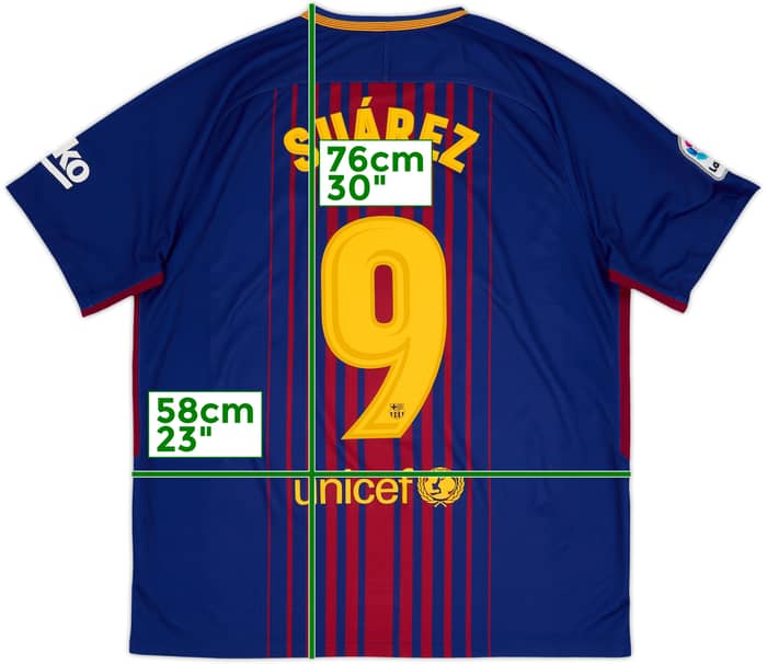 2017-18 Barcelona Home Shirt Suarez #9 - 7/10 - (XL)
