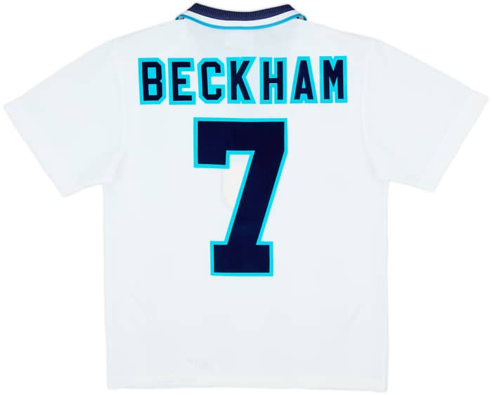 1995-97 England Home Shirt Beckham #7 - 10/10 - (Y)