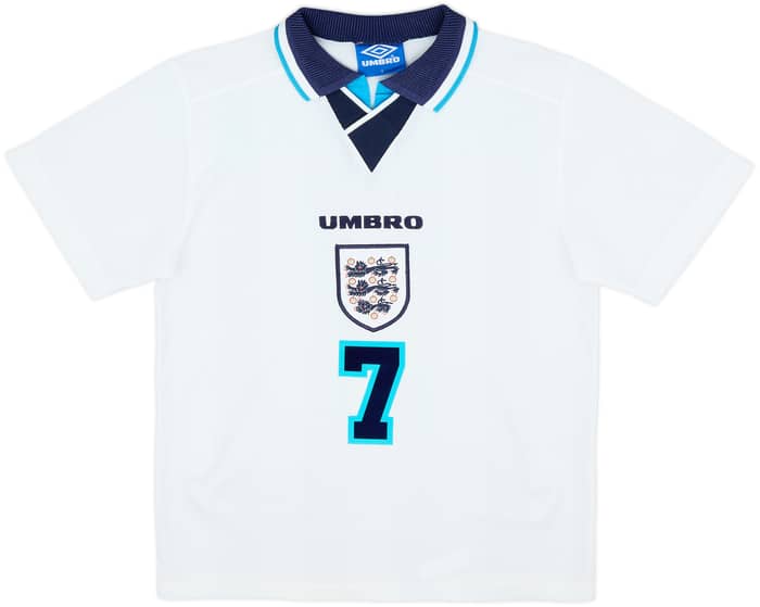 1995-97 England Home Shirt Beckham #7 - 10/10 - (Y)