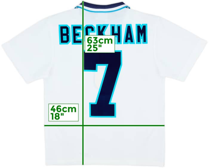 1995-97 England Home Shirt Beckham #7 - 10/10 - (Y)