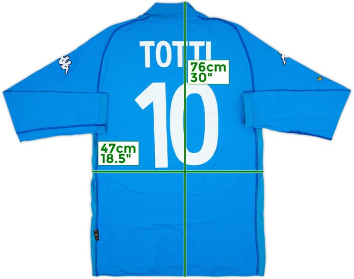 2002 Italy Home L/S Shirt Totti #10 - 8/10 - (XL)