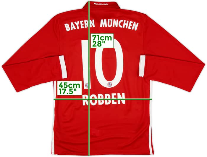2016-17 Bayern Munich Home L/S Shirt Robben #10 - 9/10 - (S)