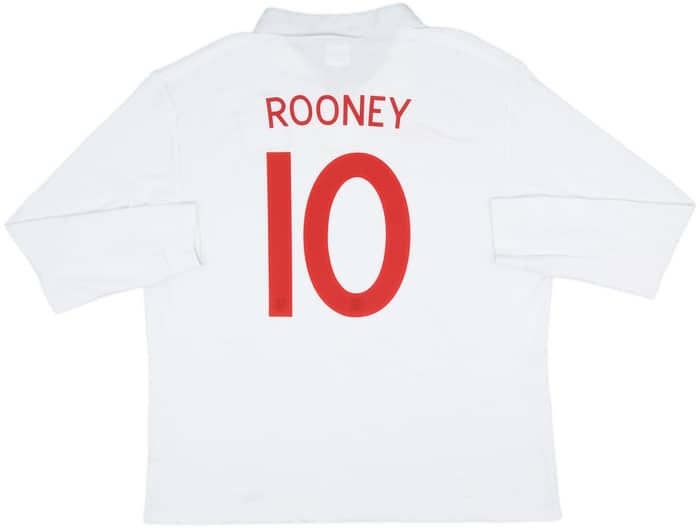 2009-10 England Home L/S Shirt Rooney #10 - 8/10 - (XXL)