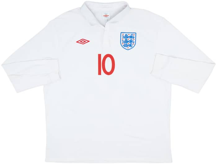 2009-10 England Home L/S Shirt Rooney #10 - 8/10 - (XXL)