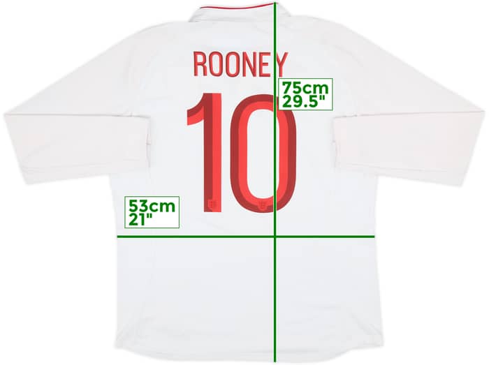 2012-13 England Home L/S Shirt Rooney #10 - 7/10 - (L)