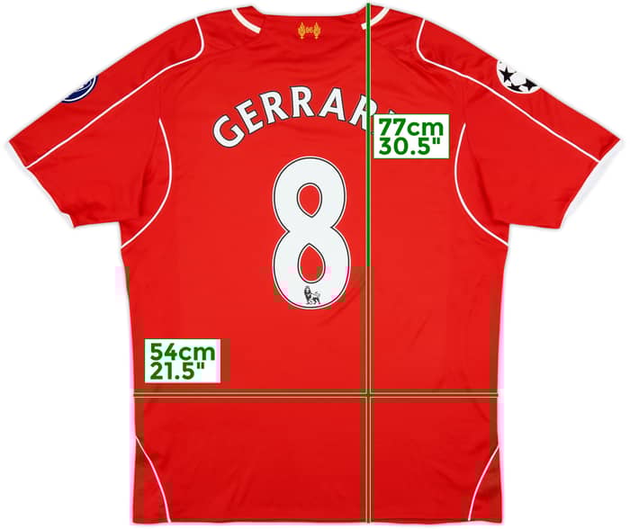 2014-15 Liverpool Home Shirt Gerrard #8 - 7/10 - (XL)
