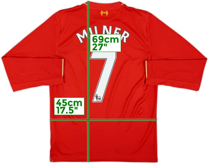 2015-16 Liverpool Home L/S Shirt Milner #7 - 7/10 - (S)