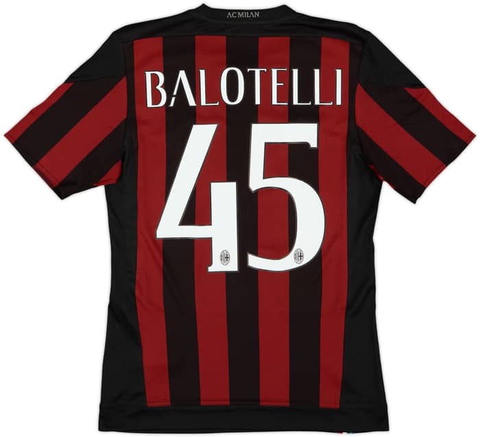 2015-16 AC Milan Home Shirt Balotelli #45 - 8/10 - (S)