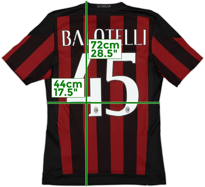 2015-16 AC Milan Home Shirt Balotelli #45 - 8/10 - (S)