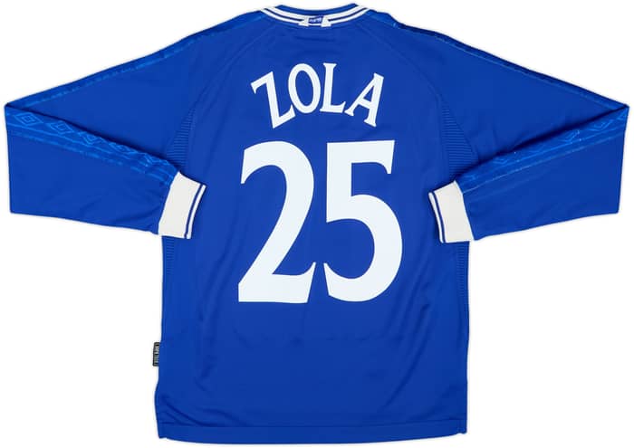 1999-01 Chelsea Home L/S Shirt Zola #25 - 8/10 - (Y)
