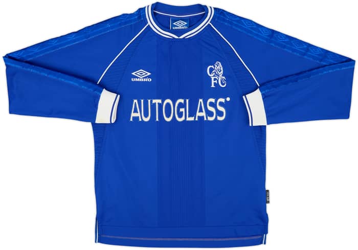 1999-01 Chelsea Home L/S Shirt Zola #25 - 8/10 - (Y)