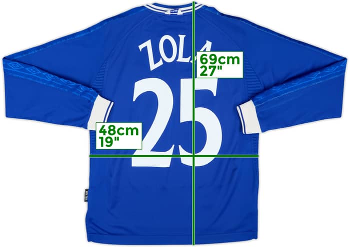 1999-01 Chelsea Home L/S Shirt Zola #25 - 8/10 - (Y)
