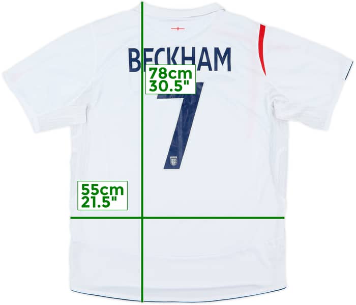 2005-07 England Home Shirt Beckham #7 - 10/10 - (L)