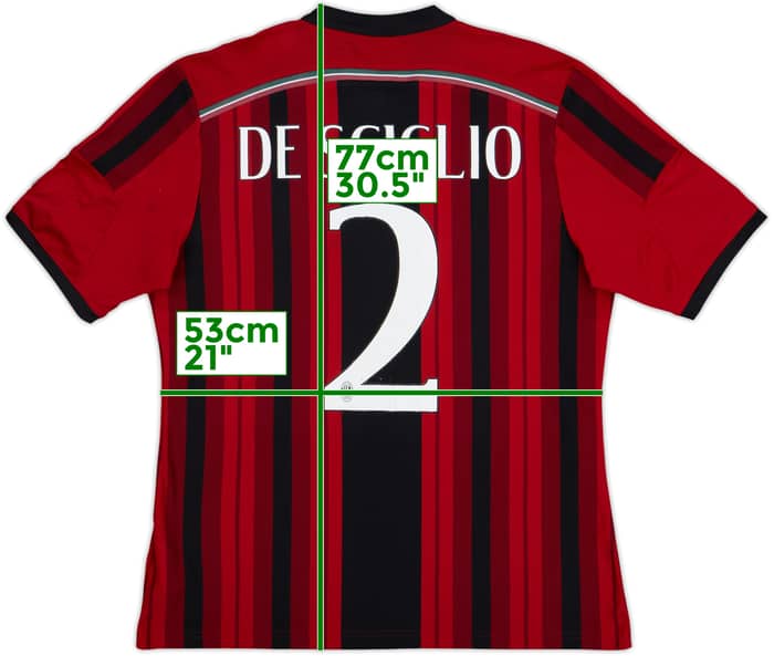 2014-15 AC Milan Home Shirt De Sciglio #2 - 7/10 - (L)