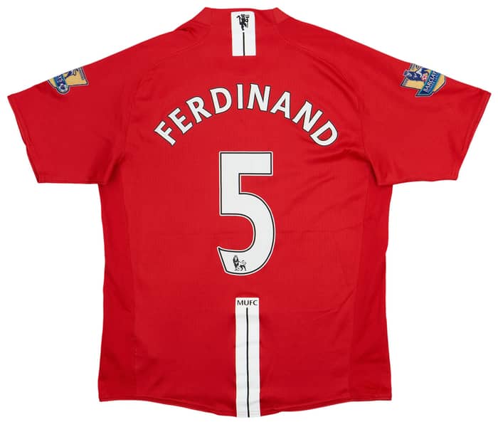 2007-09 Manchester United Home Shirt Ferdinand #5 - 7/10 - (M)
