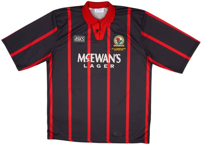 Camiseta de visitante 'Campeones' del Blackburn Rovers 1994-95 Shearer #9 - 9/10 - (XL)
