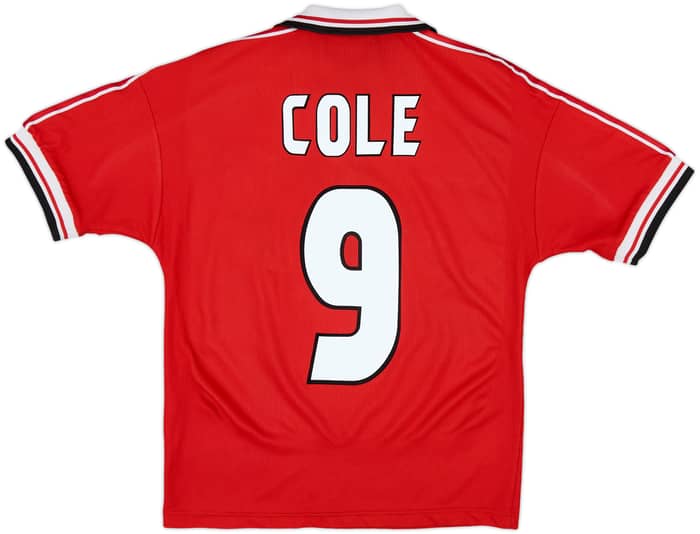 1998-00 Manchester United Home Shirt Cole #9 - 7/10 - (Y)