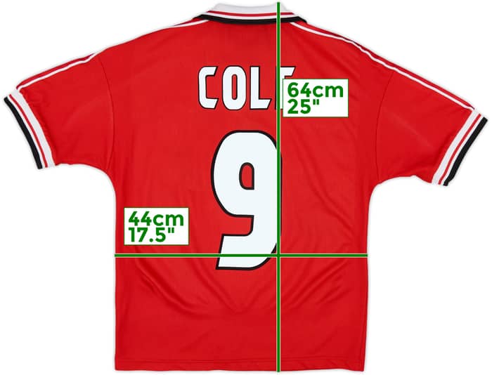 1998-00 Manchester United Home Shirt Cole #9 - 7/10 - (Y)