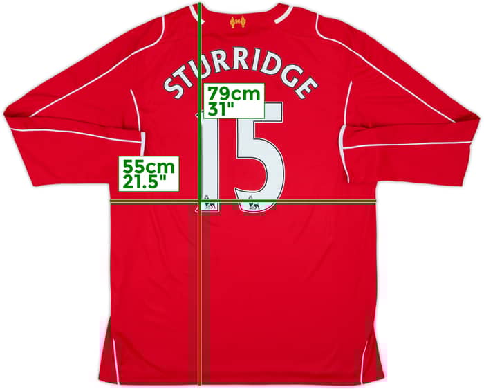2014-15 Liverpool Home L/S Shirt Sturridge #15 - 7/10 - (XL)