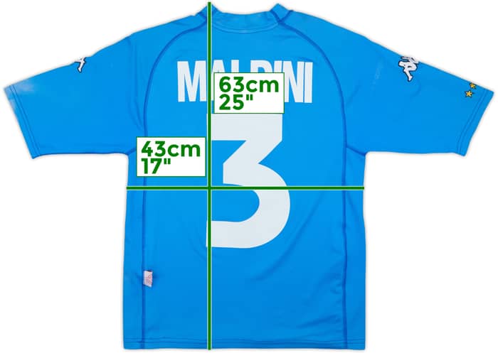 2000-01 Italy Home Shirt Maldini #3 - 7/10 - (S)