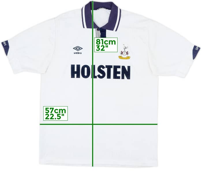 1991-93 Tottenham Home Shirt #8 (Gascoigne) - 8/10 - (L)