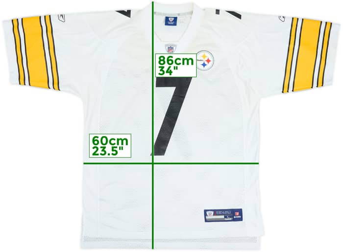 2008-11 Pittsburgh Steelers Roethlisberger #7 Reebok On Field Away Jersey - 8/10 - (L)