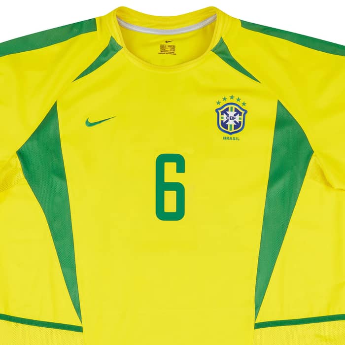 2002-04 Brazil Home Shirt R.Carlos #6 5 Stars (Excellent - 8/10)
