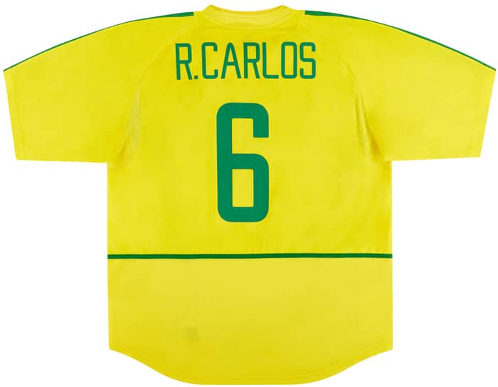 2002-04 Brazil Home Shirt R.Carlos #6 5 Stars (Excellent - 8/10)