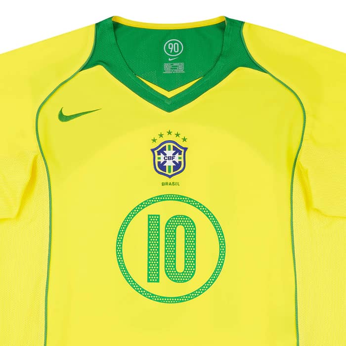2004-06 Brazil Home Shirt Ronaldinho #10 (Excellent - 9/10)
