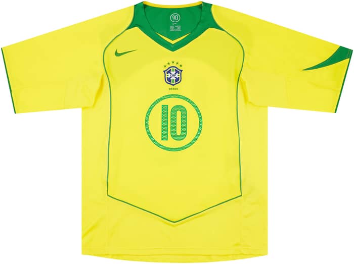 2004-06 Brazil Home Shirt Ronaldinho #10 (Excellent - 9/10)