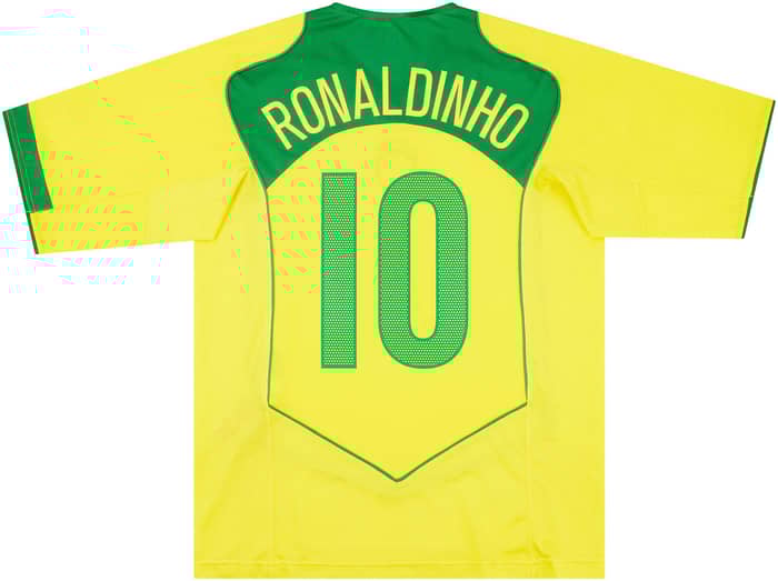2004-06 Brazil Home Shirt Ronaldinho #10 (Excellent - 9/10)