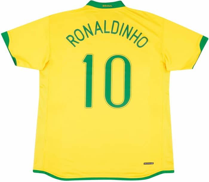 2006-08 Brazil Home Shirt Ronaldinho #10 (Excellent - 8/10)