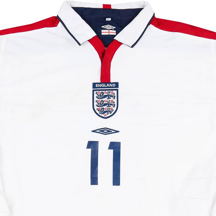 2003 England Match Issue Home L/S Shirt Butt #11 (v Macedonia)