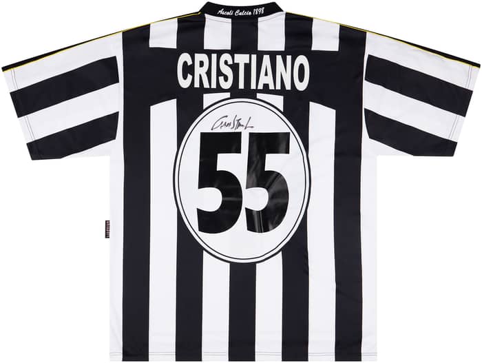 2003-04 Ascoli Match Issue Signed Home Shirt Cristiano #55